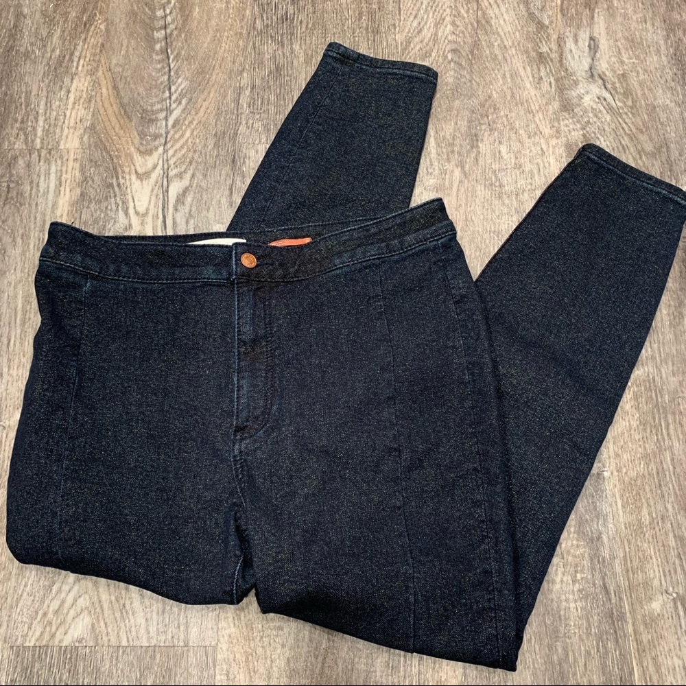 Pilcro and the Letterpress High Rise Gold Glittery Denim Legging Pants Size 32